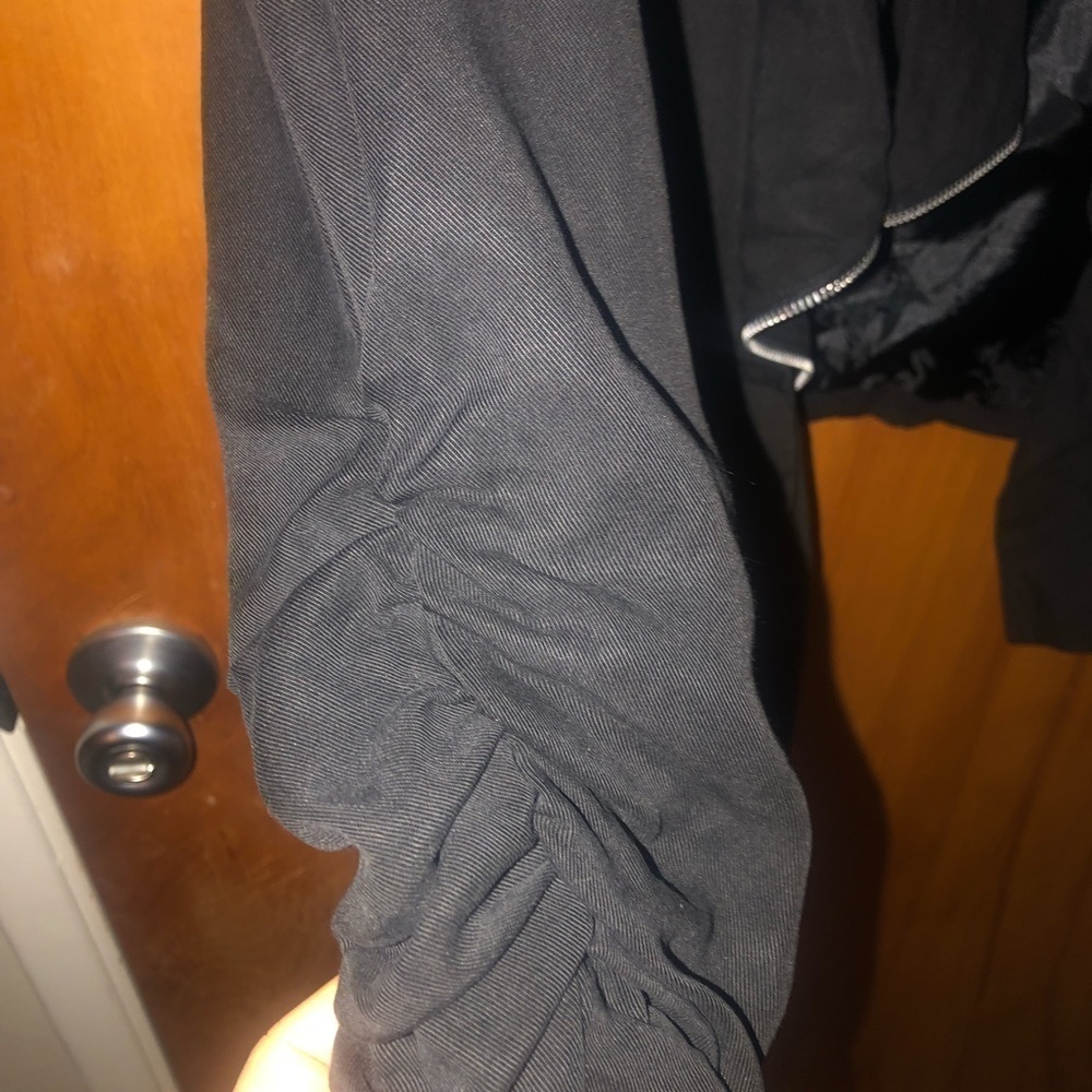 Vintage Y2k Zip up Assymetrical black blazer waterfall collar interview outfit - Picture 11 of 12
